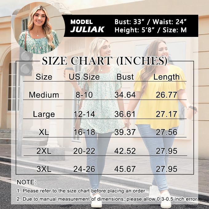 Anymiss Womens Summer Tops Dressy Casual Blouses Square Neck Tunic XL