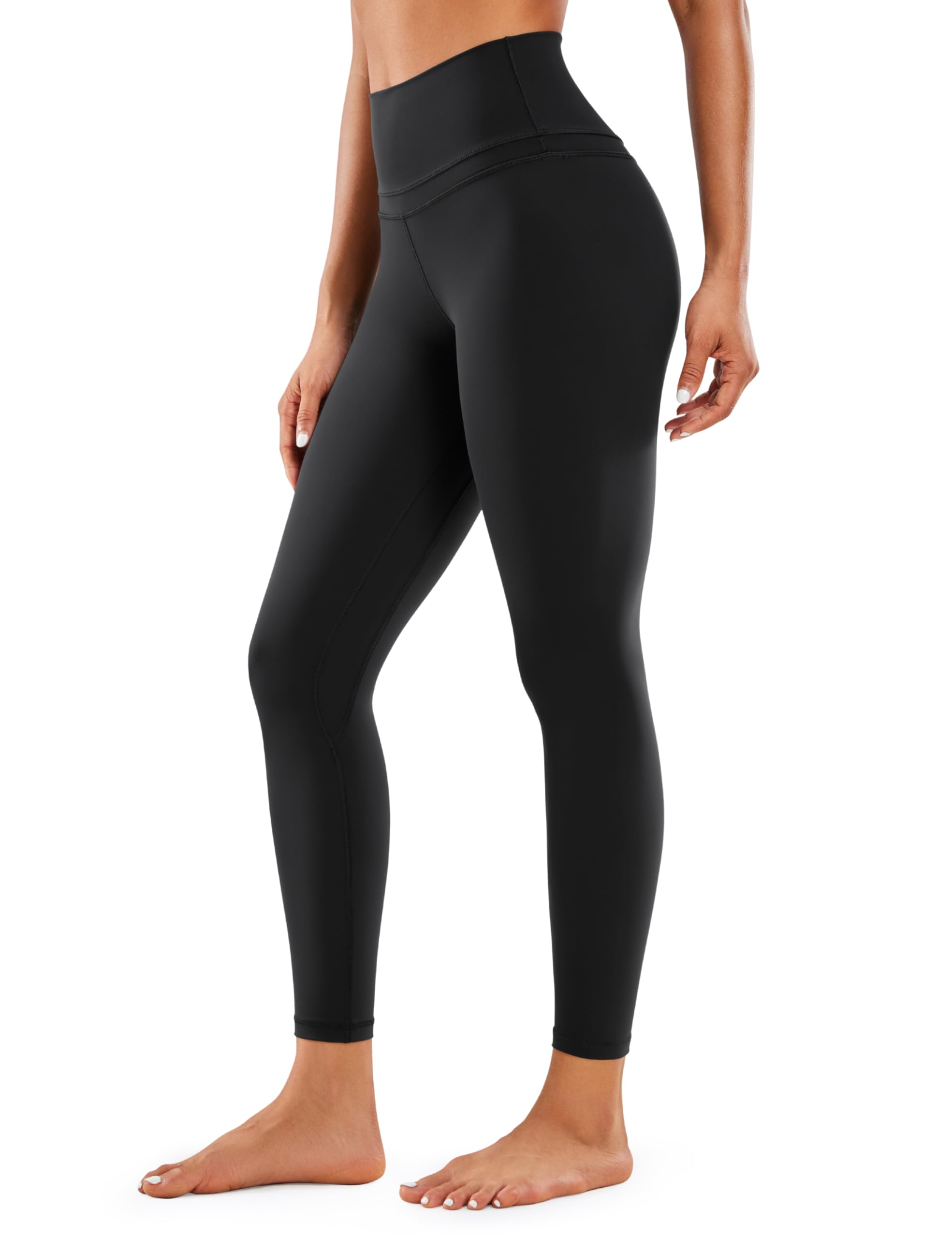 CRZ YOGA Women's Naked Feeling Workout Leggings 25 Inches - 7/8 High Waist Yoga Tight Pants Black Large