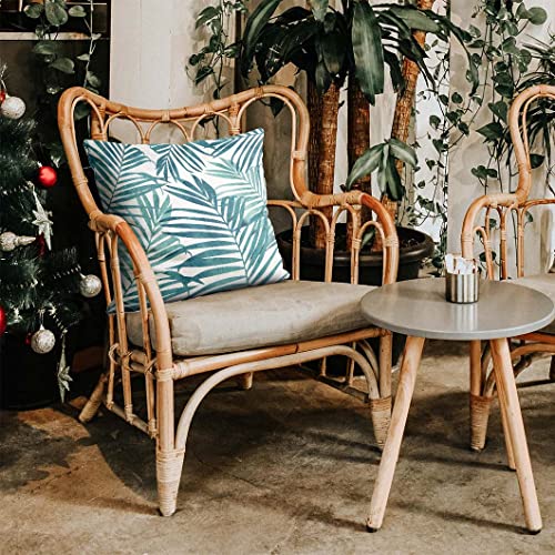 PANGHOUZ Blue Plant Leaf Decorative Throw Pillow Covers for Couch Bed Sofa Living Room Tropical Plants Leaves Square Cushion Cases Art Home Decor 18x18 inch Set of 2