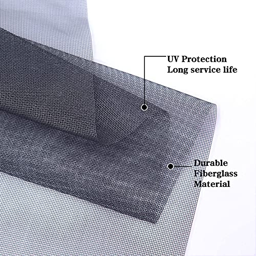 Windows Screen and Screen Door Repair Kit, 48"x118" Charcoal Fiberglass Mesh with Rolling Tool/Hook/Ruler/Cutter/Spline - Window Screen & Sliding Screen Door Replacement for Windows, TOOLTRIZ