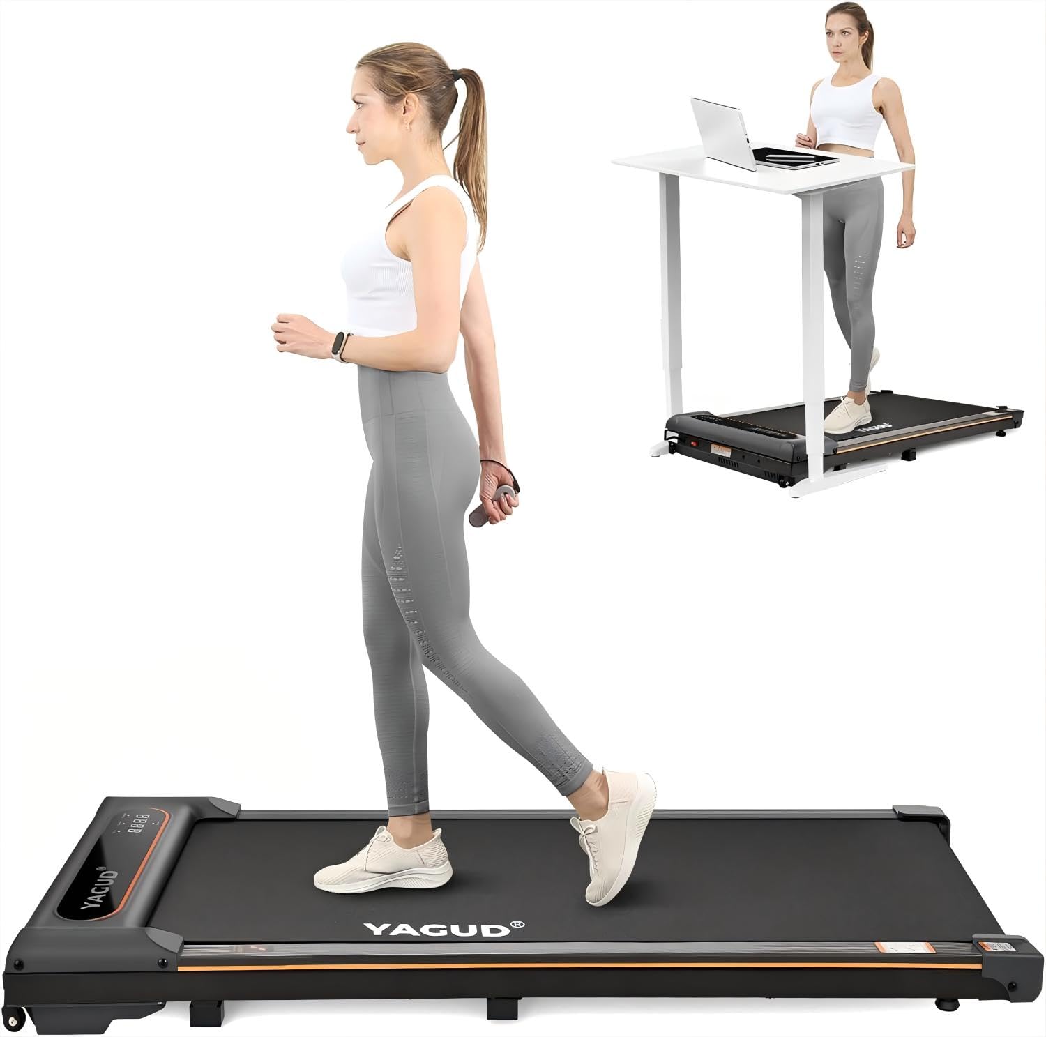 Yagud Walking Pad, Walking Pad Treadmill for Home Office, Portable Under Desk Treadmill with Remote Control and LED Display, Walking Jogging Running Machine