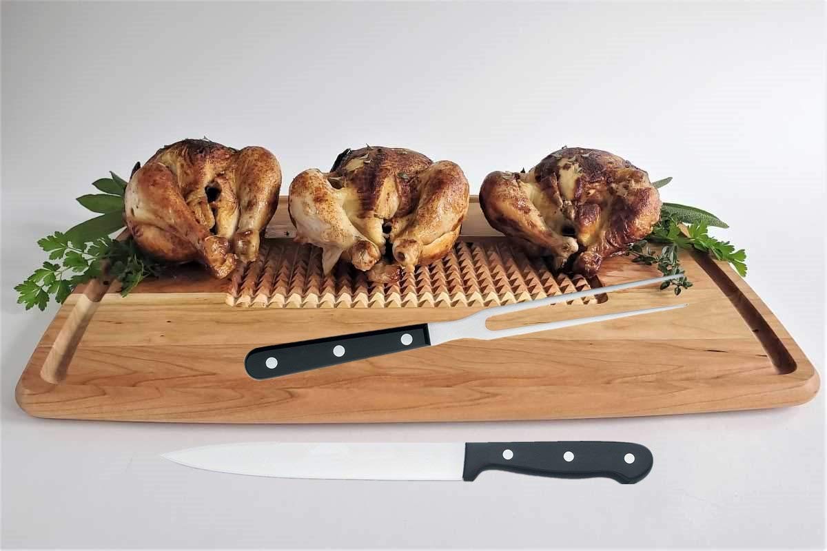 Carving Knife Set for Meat Turkey, Set of 2 Stainless Steel Carving Fork Guard and Slicer Home Gourmet BBQ Tools Cutlery Knives for Brisket Meat Roast Ham