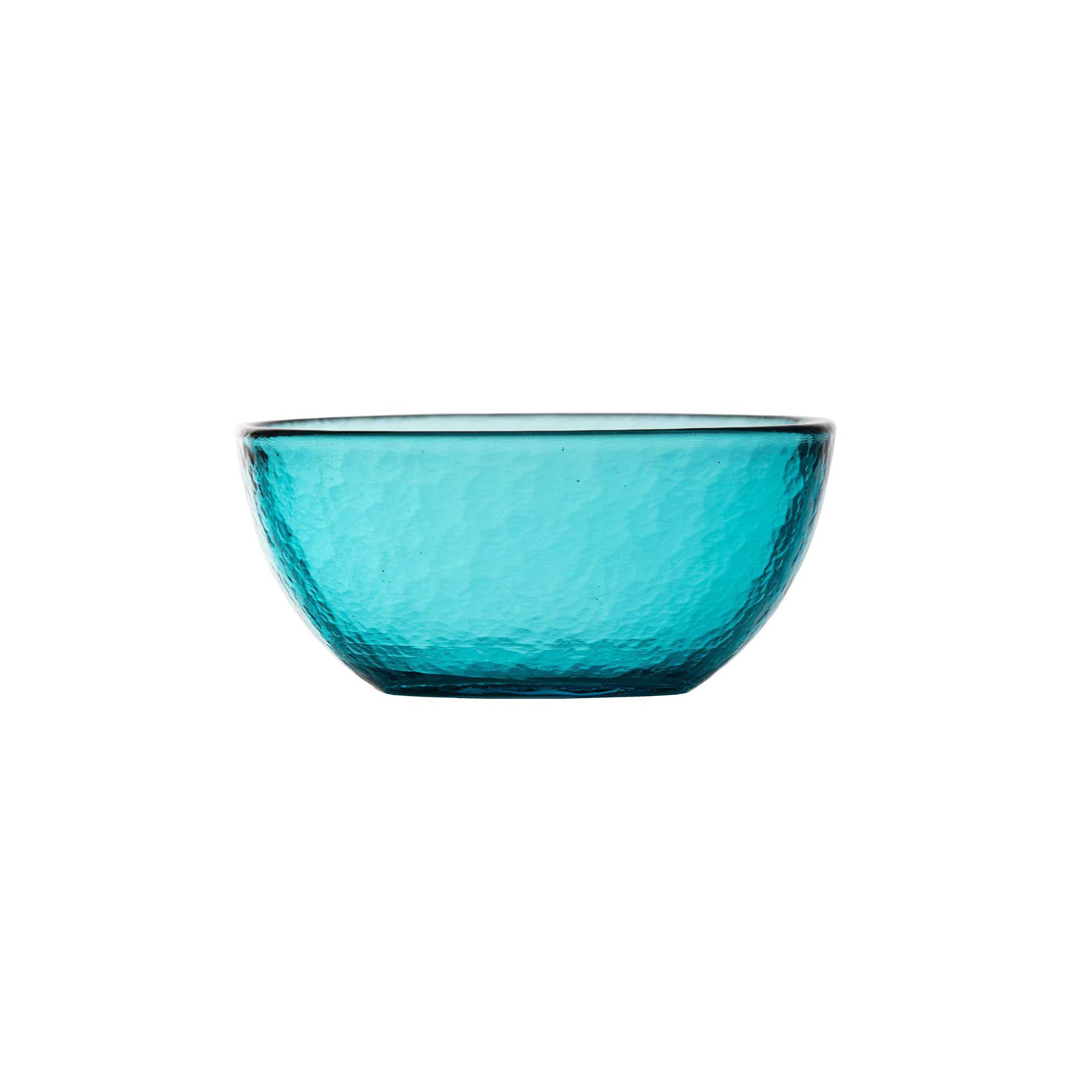 Los Cabos Glass Dinnerware and Drinkware Collection Lagoon Blue 6 Inch Cereal Salad Fruit Bowl, 21oz (Set of 4)