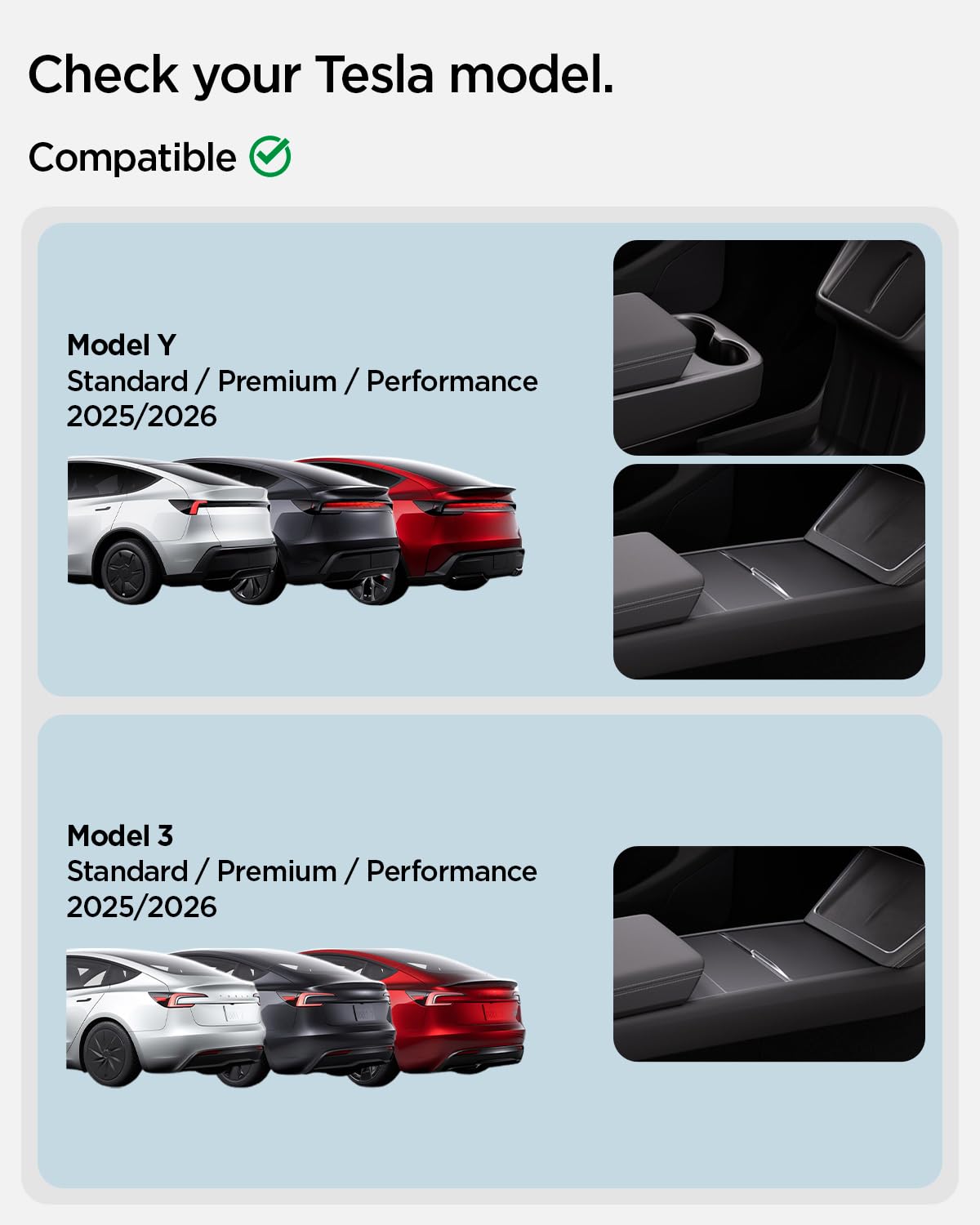 Spigen (Upgraded Under Screen Storage Organizer for Tesla Model Y Juniper (Standard, Premium & Performance 2025/2026) and Model 3 Highland (Standard, Premium & Performance 2024/25/26) - Black
