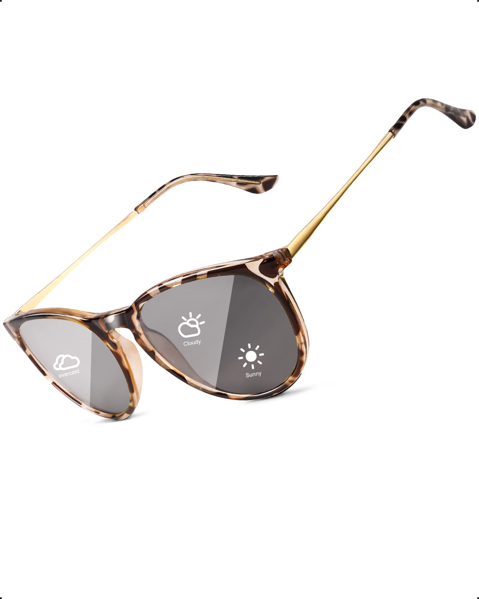 TJUTR Photochromic Sunglasses for Women Men, Day & Night Driving Safety Glasses with Polarized UV Protection