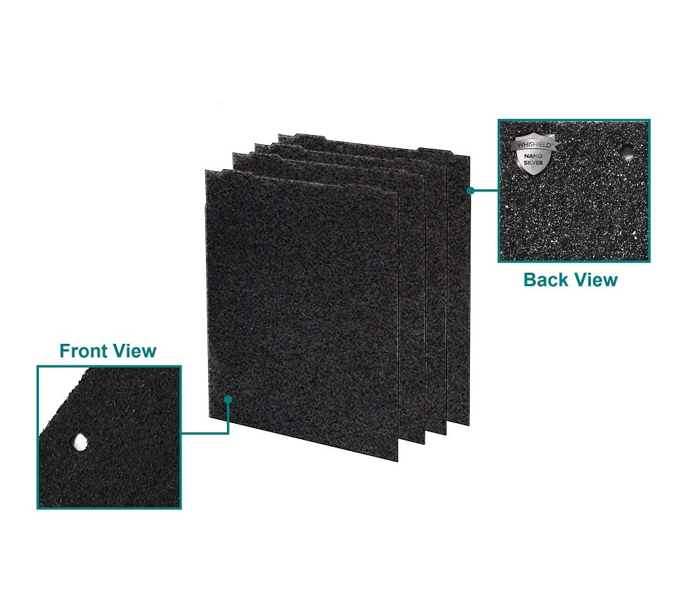 Whirlpool 8171434KS Genuine Charcoal Pre-Filter - Whishield Anti-Microbial Activated Replacement Fit for Air Purifier AP51030K, AP45030K, APR45130L and WP500, Large 4 Pack