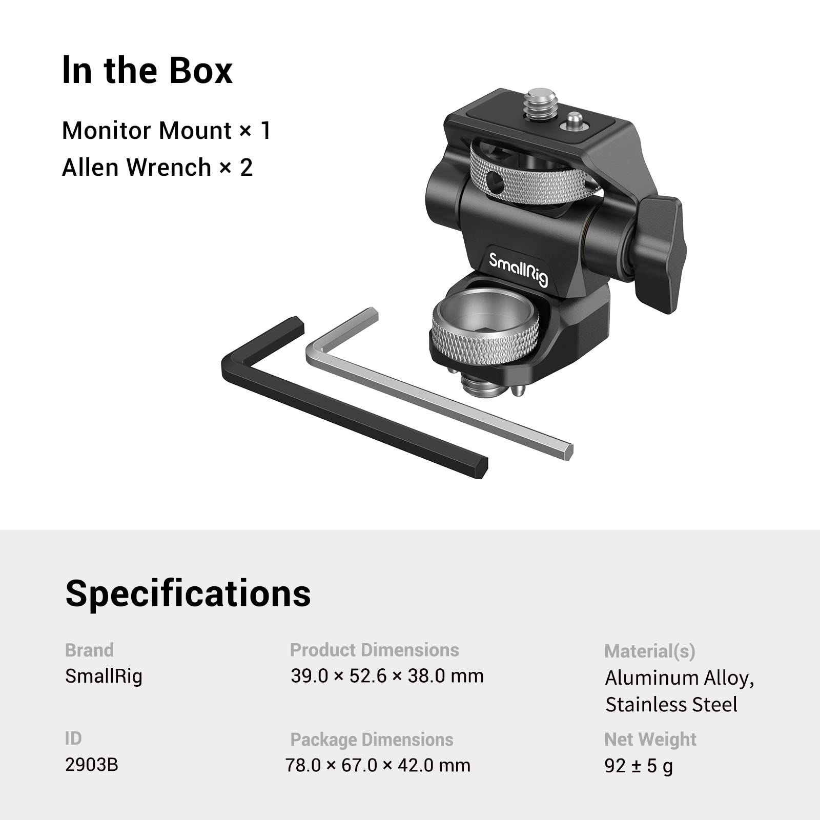 SmallRig Adjustable Camera Monitor Mount for ARRI-Style (Upgrade), 360° Swivel and 180° Tilt Monitor Holder Anti-Twist Support 5” and 7” Field Monitor