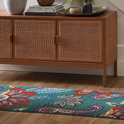 Mohawk Home New Wave Whinston Blue Floral Ornamental (2' X 5') Runner Area Rug