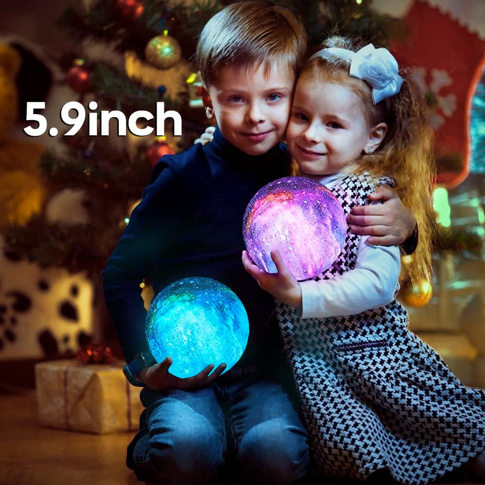 BRIGHTWORLD Moon Lamp Galaxy Lamp 5.9 inch 16 Colors LED 3D Moon Light, Remote & Touch Control Moon Night Light Gifts for Girls Boys Kids Women Birthday