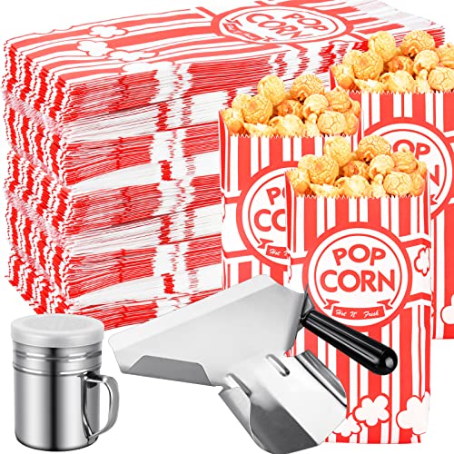 Essenya 102 Pcs Popcorn Bags with Popcorn Scoop and Salt Shaker,1 oz Small Pop Corn Bags Popcorn Bags Individual Servings for Popcorn Machine Supplies Party Movie Night Theater