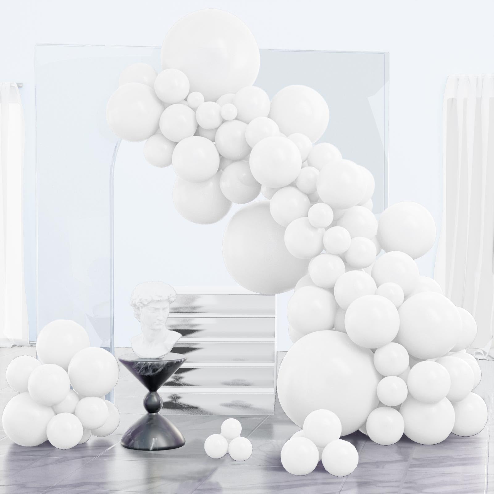 PartyWoo White Balloons 85 pcs Different Sizes Pack of 18 12 10 5 Inch Matte White Latex Balloon Arch Kit Garland for Wedding Bridal Graduation Baby Shower Birthday Party Decorations White-Y13