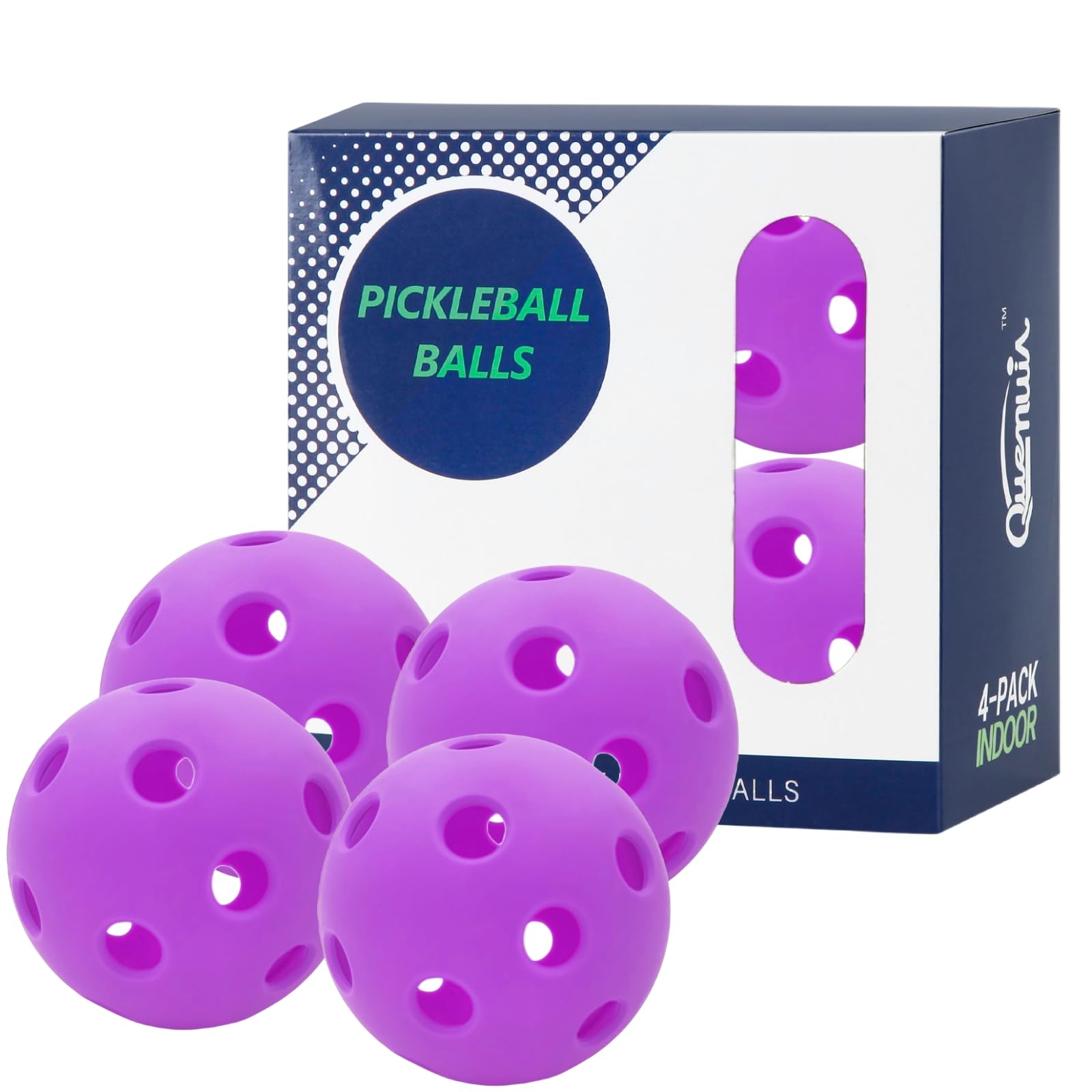 QUEMUIA Indoor Pickleball Balls,26 Holes Indoor Pickleballs USAPA Approved,4-Pack High Bounce Pickle Balls, Pickleball Gifts for Men or Women Pickleball Enthusiasts