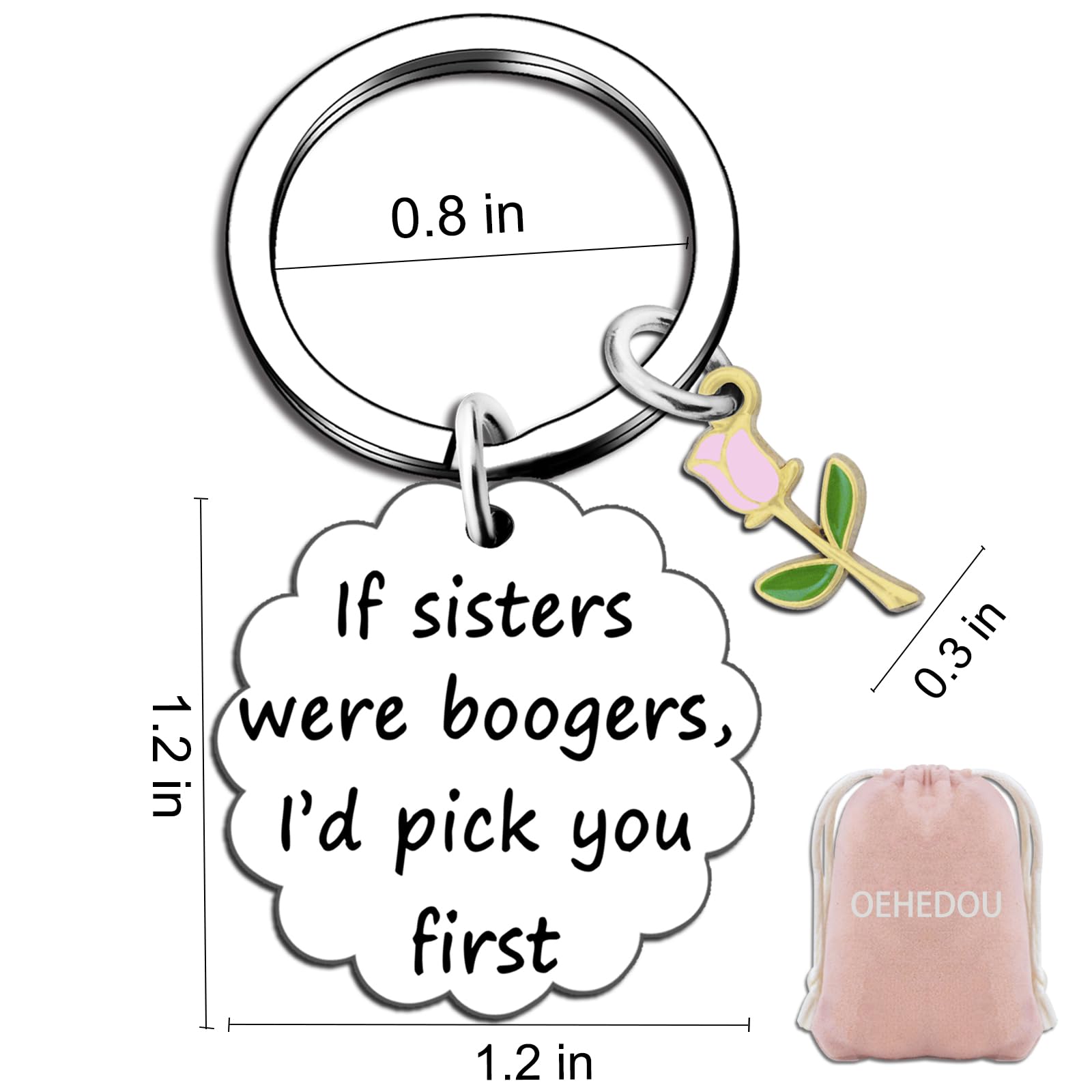 OEHEDOU Funny Gifts For Sister Birthday Gifts For Sister From Sisters Adult Sisters Gifts From Sister Birthday Gift Ideas Funny Sister Keychain Flower Gifts For Sister Friends Besties Women