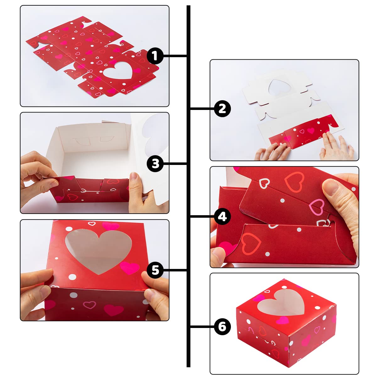JOYIN 24 Pcs Valentine’s Day Bakery Treat Boxes Valentines Cupcake Boxes Cookie Boxes with Window for Holiday Pastries, Doughnut, Cookie, Cupcakes, Brownies, Truffles Gift Giving