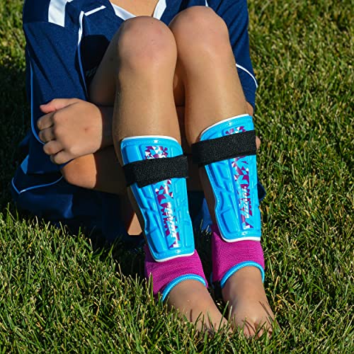 Vizari Frost Soccer Shin Guards - Unique Graphic Lightweight PP Shell - Hard Shell Protection - Foam-Padded Football Shin Pads for Comfort - Adult and Kids Soccer Shin Guards with Adjustable Straps