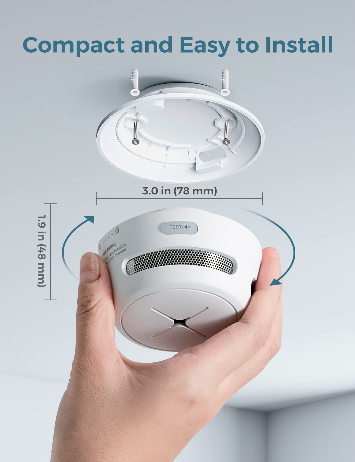 AEGISLINK Smoke Detector 10-Year Battery with Test/Silence Button, Fire Alarm with Photoelectric Sensor, Low Battery Warning, S500 (Independent, 6-Pack)