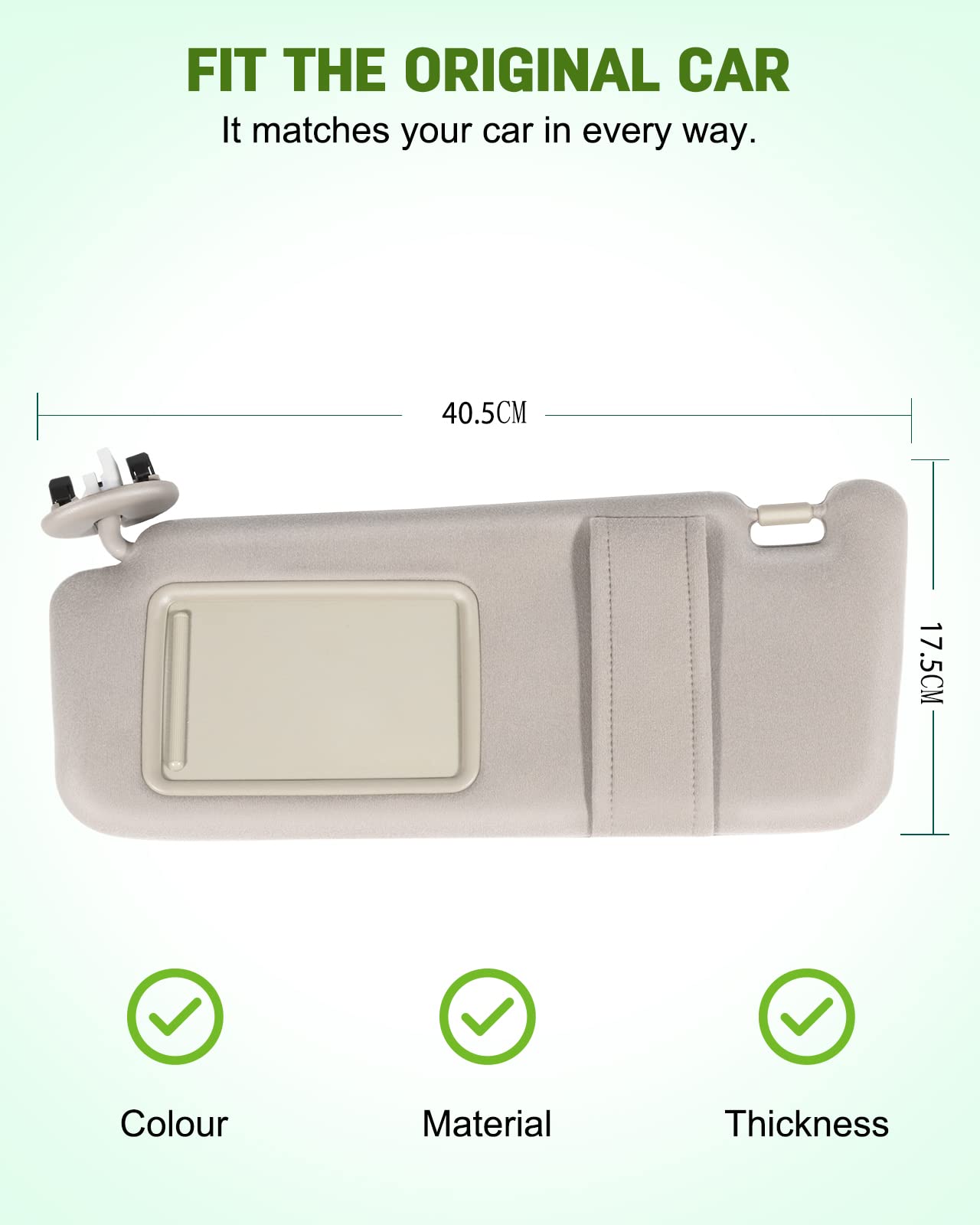 SCITOO Left Driver Side Beige Sun Visor Assembly fit for Toyota Camry 2006 2007 2008 2009 2010 2011 Windshield Visor with Sunroof Vanity Light