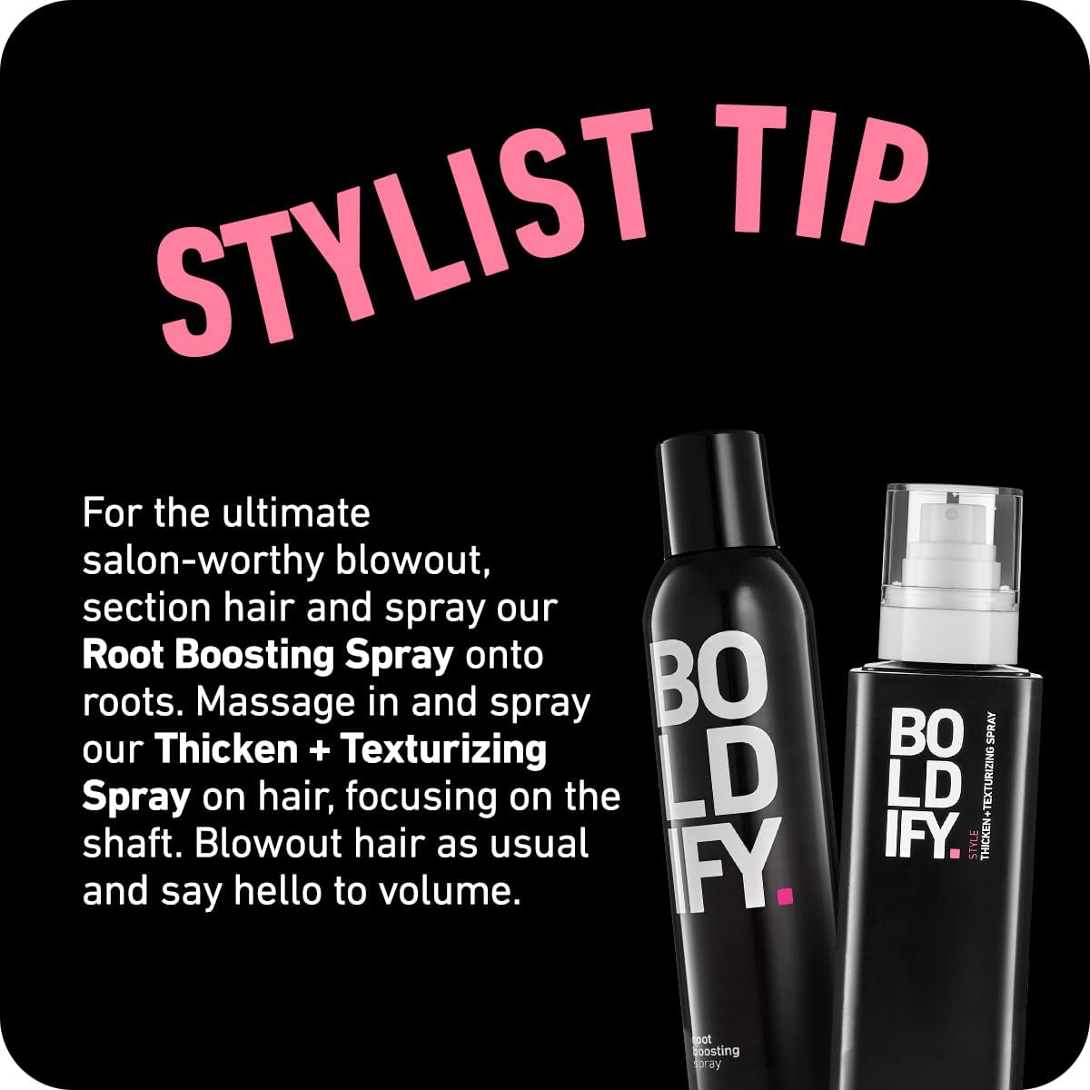 BOLDIFY Hair Thickening Spray - Texture Spray for Hair, Stylist Recommended Hair Thickening Products for Women & Men, Volumizing Hair Products, Hair Volumizer, Volume Spray, Hair Thickener - 8oz