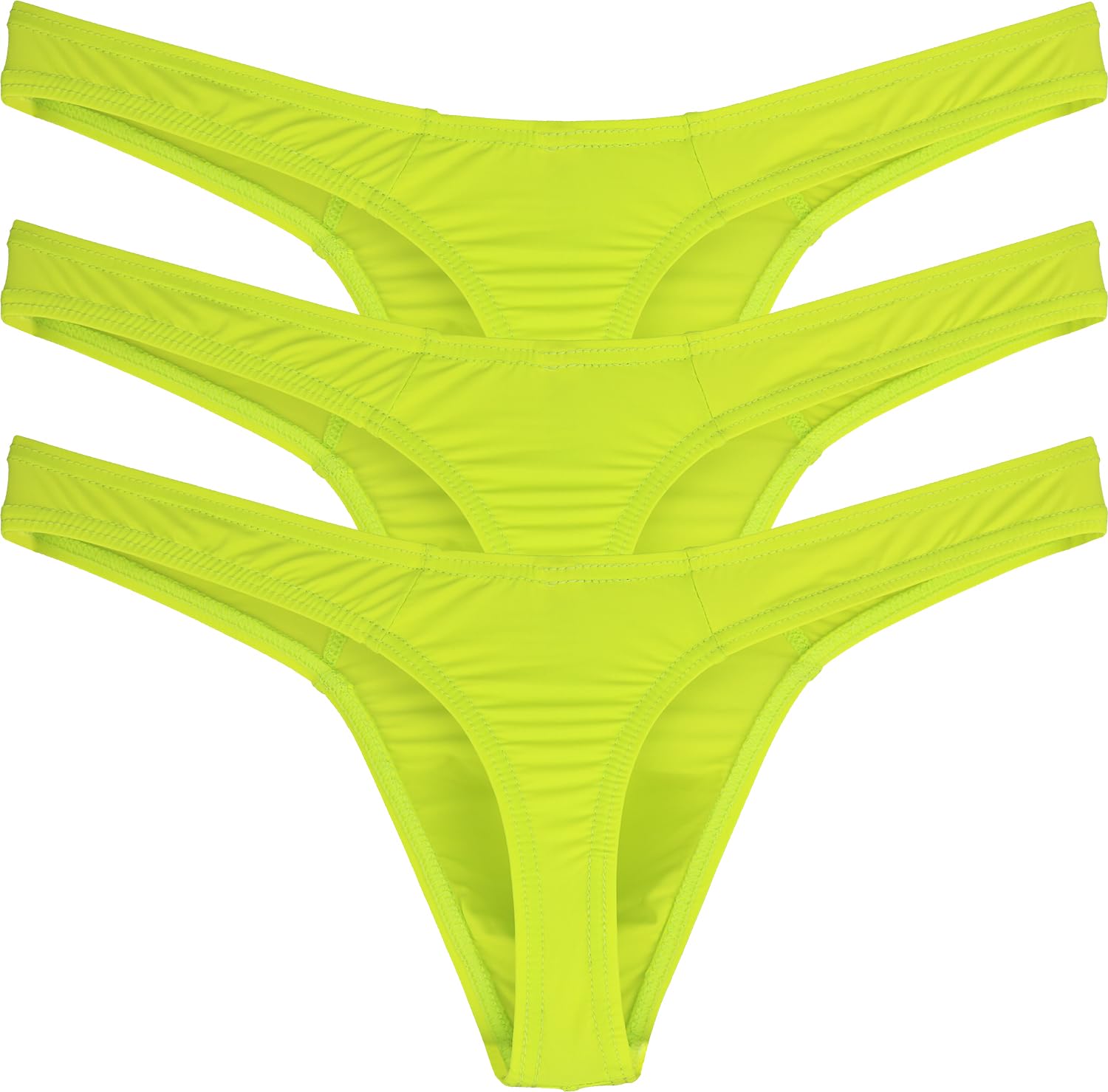 IKINGSKY Men's Thong Underwear Sexy Low Rise T-Back Under Panties (Medium, Lemon Green-3 Pack)