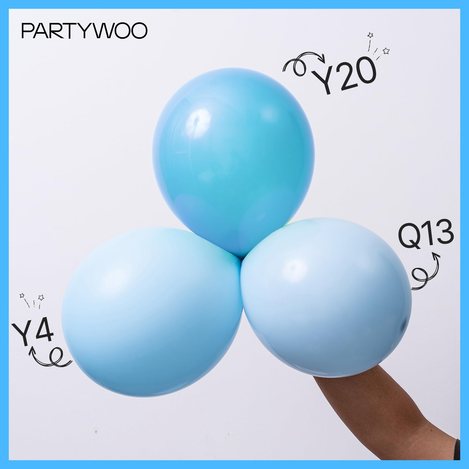 PartyWoo Blue Balloons 123 pcs Sky Blue Balloons Different Sizes Pack of 18 12 10 5 Inch Baby Blue Balloon Arch Kit Balloon Garland for Birthday Graduation Boys Baby Shower Party Decorations Blue-Y20