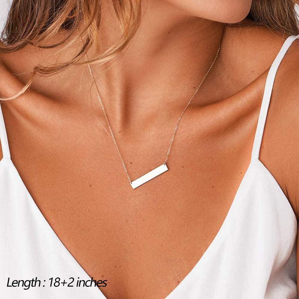 Turandoss Dainty Layering Pearls Necklace Bar Necklace Hammered Disc Pendant Necklace Simple Layering Necklace Gold Plated Choker for Women