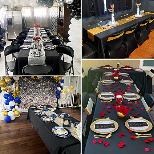 YMHPRIDE 6 Pack Round Tablecloth 90 Inch Black Table Cloths Polyester Round Table Cloth,Black Tableclothes Round Washable Fabric Table Covers for Wedding,Party,Dining,Banquet