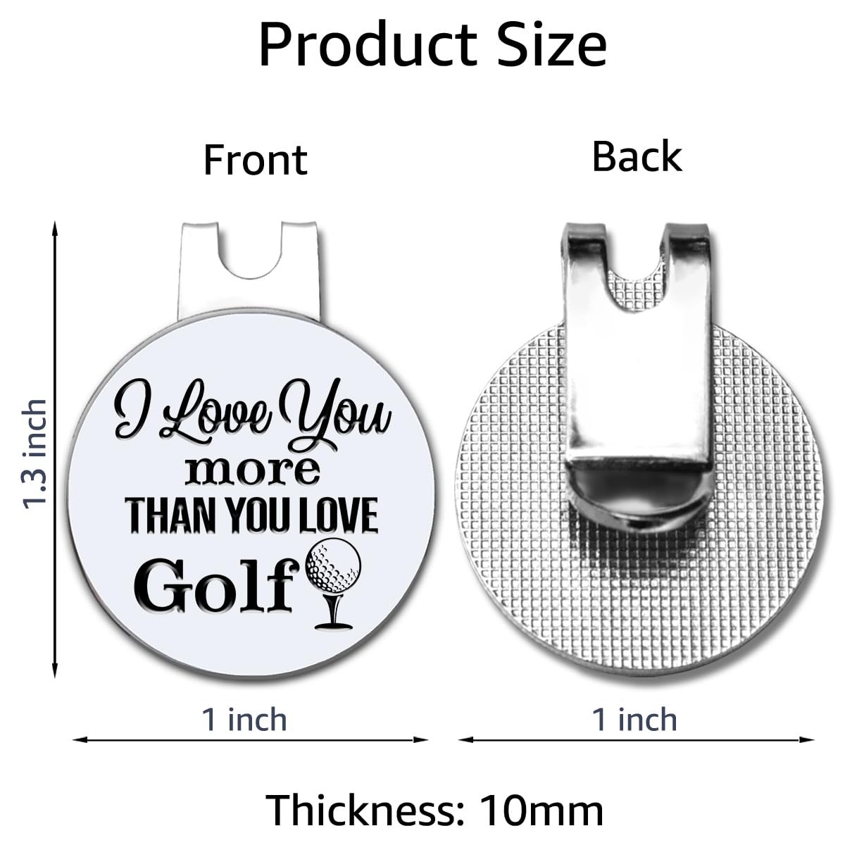 Hafhue I Love You More Than You Love Golf Golf Ball Marker with Magnetic Hat Clip, Funny Golf Accessories and Golf Gifts for Men Women Husband Wife, Birthday for Golfer Golf Lover