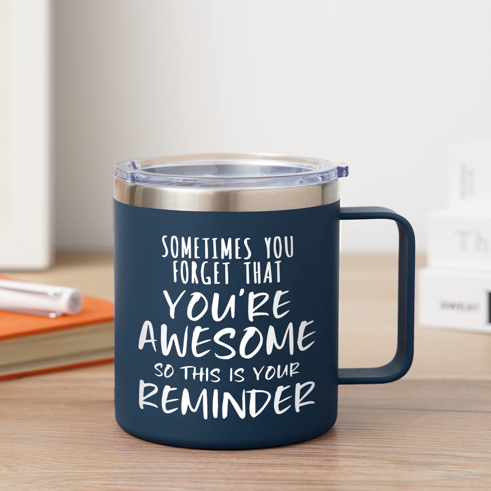 NOWWISH Christmas Gifts for Men - Awesome Coffee Mug, Inspirational Birthday & Holiday Presents - Perfect Stocking Stuffers & White Elephant Gifts for Adults, 14oz Navy Blue