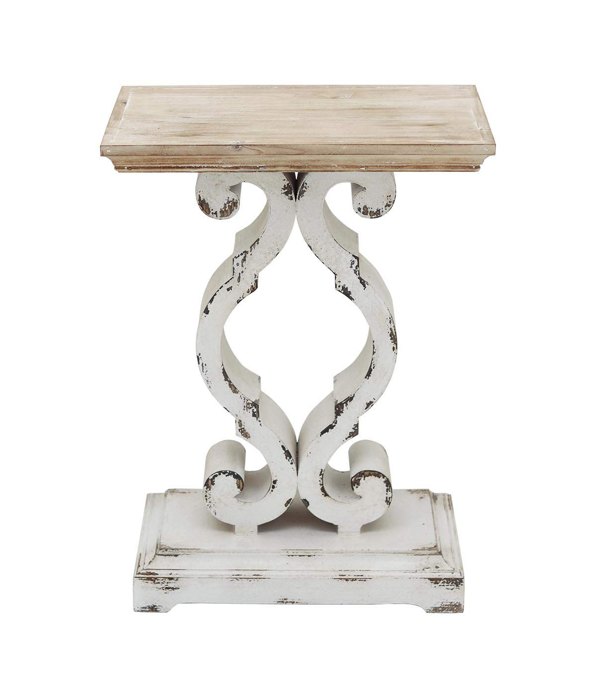 PARISLOFT Rustic Farmhouse Accent End Table, Natural Wood Side Table Nightstand for Dinning or Living Room 19.75 x 11.75 x 27.5 Inches