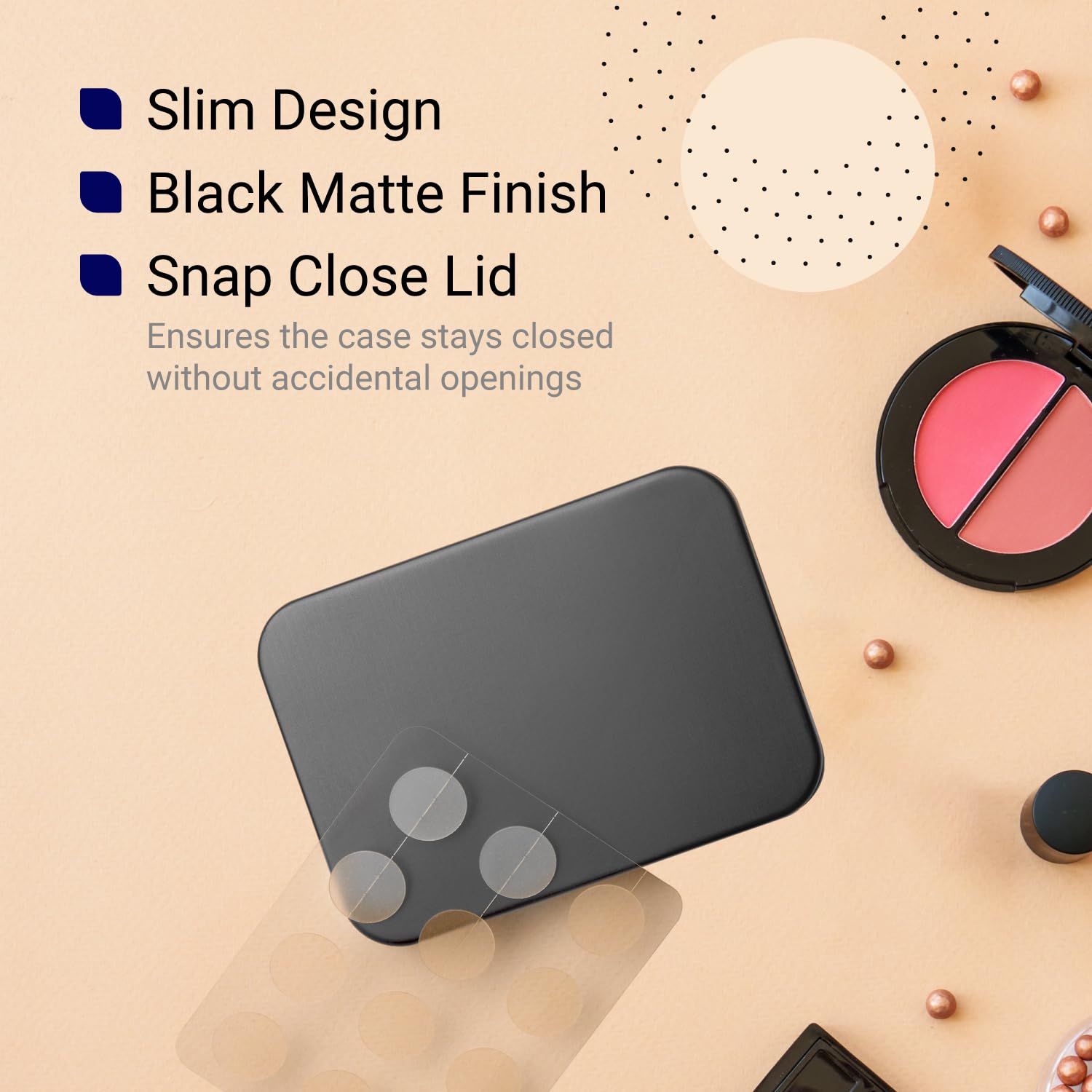 [2 Pack] Impresa Pimple Patch Case for Mighty Patch Acne Dots - Pimple Patches for Face Case with Mirror - Black Impresa Zit Stickers Case for Mighty Hero Pimple Patch - Acne Patches for Face Case