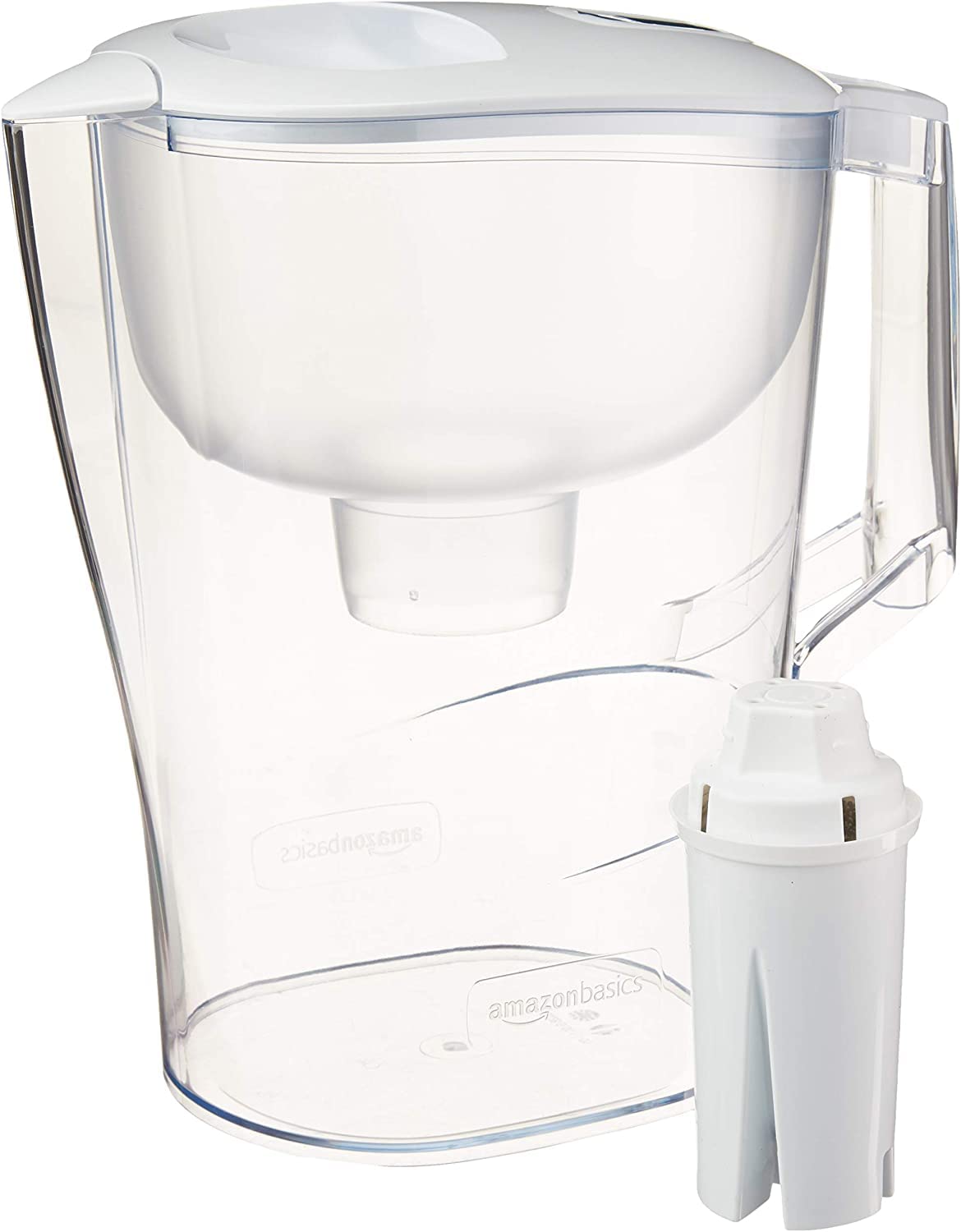 Amazon Basics Water Filter Pitcher for Fridge - 10-Cup Water Pitcher with Filter Compatible to Brita Water Pitchers & Dispensers for Clean, Crisp Water, WQA and NSF Certified, Made in Europe