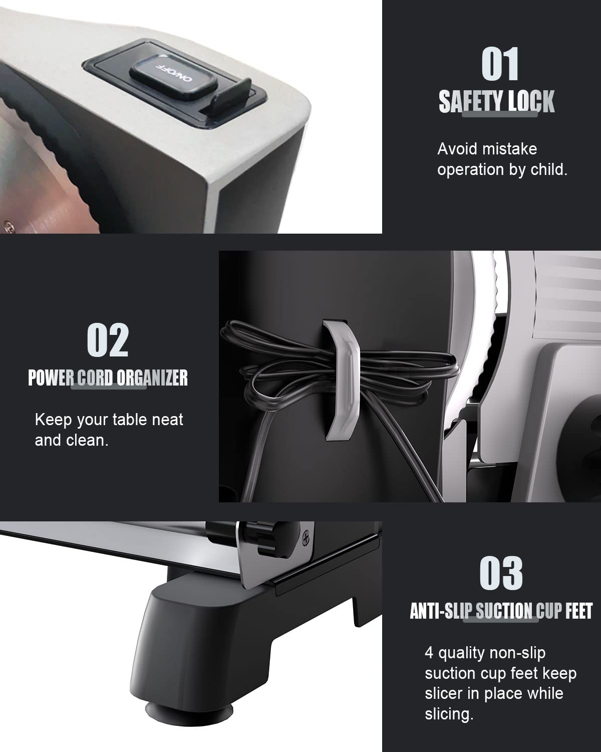 Meat Slicer TOPOTO 200W Deli Food Slicers 2 7.5" Blades Child Lock 18mm Adjustable Home Use Cutting Machine for Lunch Meat Cheese Bread Easy to Clean
