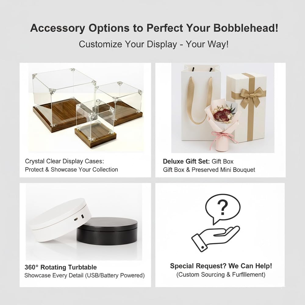 Custom Bobble Head – Personalized Bobblehead Figurines with Skin Tone, Hair & Accessories | Couples, Family, Group, Graduation & Business | Proof Provided Prior to Completion