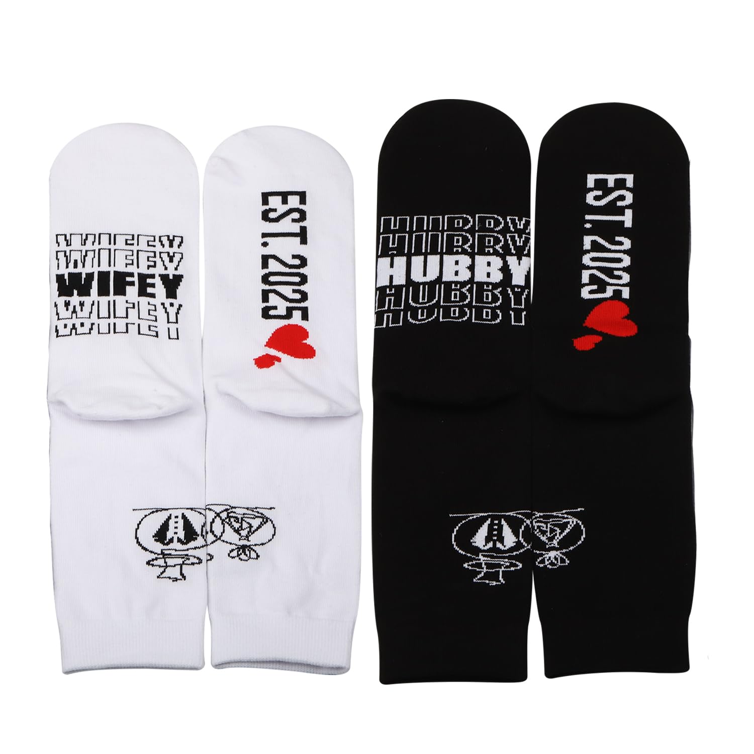 MBMSO Couples Socks Set Newlyweds Gift Socks Hubby and Wifey Est. 2024 Wedding Gift for Bride and Groom Socks Engagement Gift (HUBS&WIFE Socks-sets)