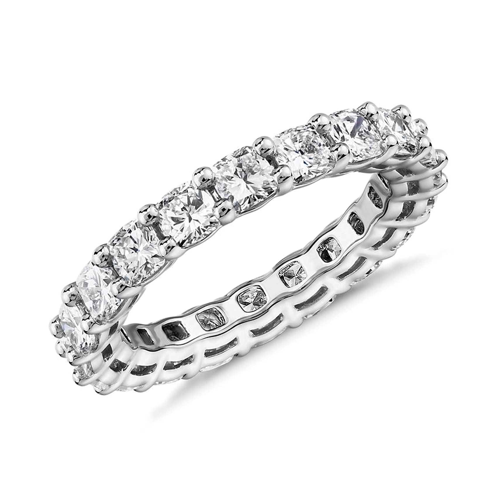 PAVOI 14K White Gold Plated Rings Cubic Zirconia Love Ring | 3mm Stackable Rings for Women | White Gold Rings for Women Size 10