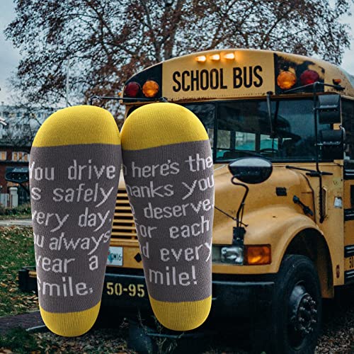 CMNIM School Bus Driver Appreciation Gifts 2 Pairs School Bus Driver Socks Thank You Gifts for School Bus Drivers Retirement Gifts (2 Pairs school bus socks)