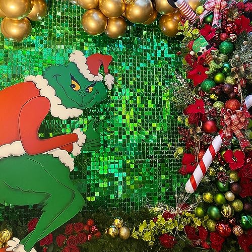 Green Shimmer Wall Backdrop Christmas Sequin Backdrop 3ftx4ft Glitter Backdrop Shimmer Wall Panels for Birthday Wedding Christmas Party Decorations