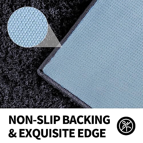 CozeCube Black Bathroom Rug 32" x 20", Bath mats for Bathroom Non Slip, Ultra Soft Bath Rugs for Bathroom Washable, Plush Microfiber Area Rugs for Bedroom
