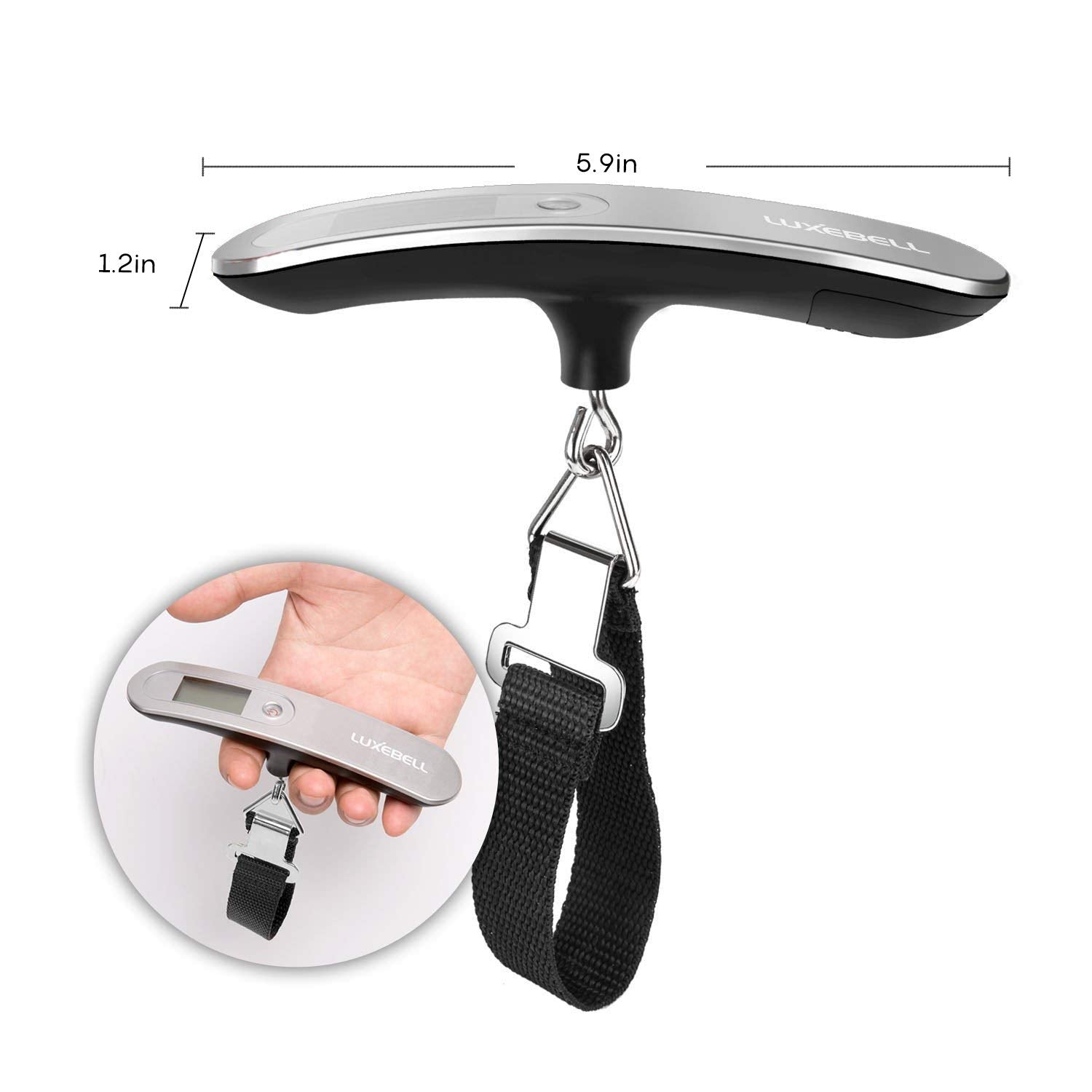 Digital Luggage Scale Gift for Traveler Suitcase Handheld Weight Scale 110lbs Silver