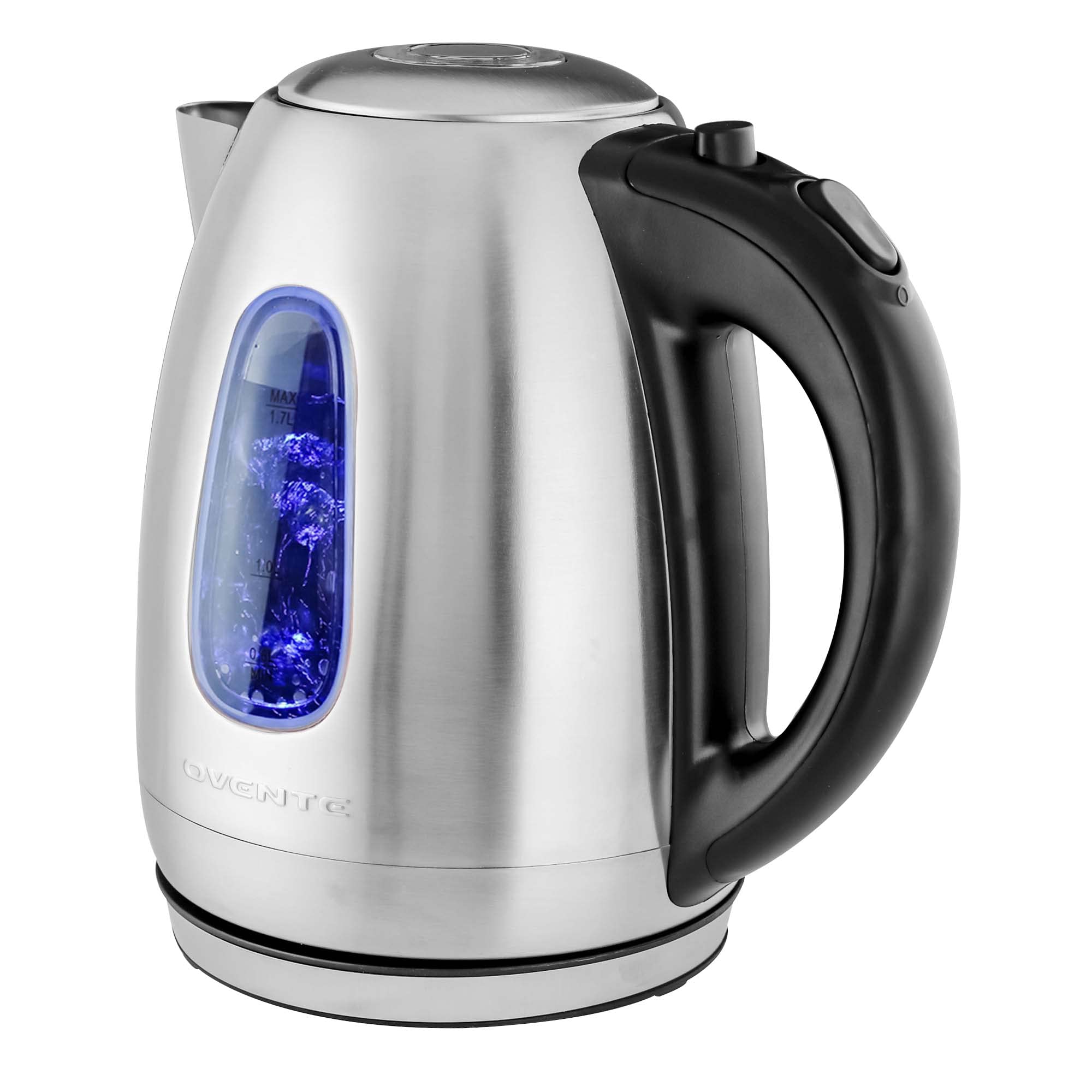 OVENTE Electric Kettle Stainless Steel Instant Water Boiler BPA Free 1.7 Liter 1100 Watts Fast Boiling with Cordless Body and Automatic Shut Off Safe and Perfect for Tea Coffee Milk, Silver KS96S