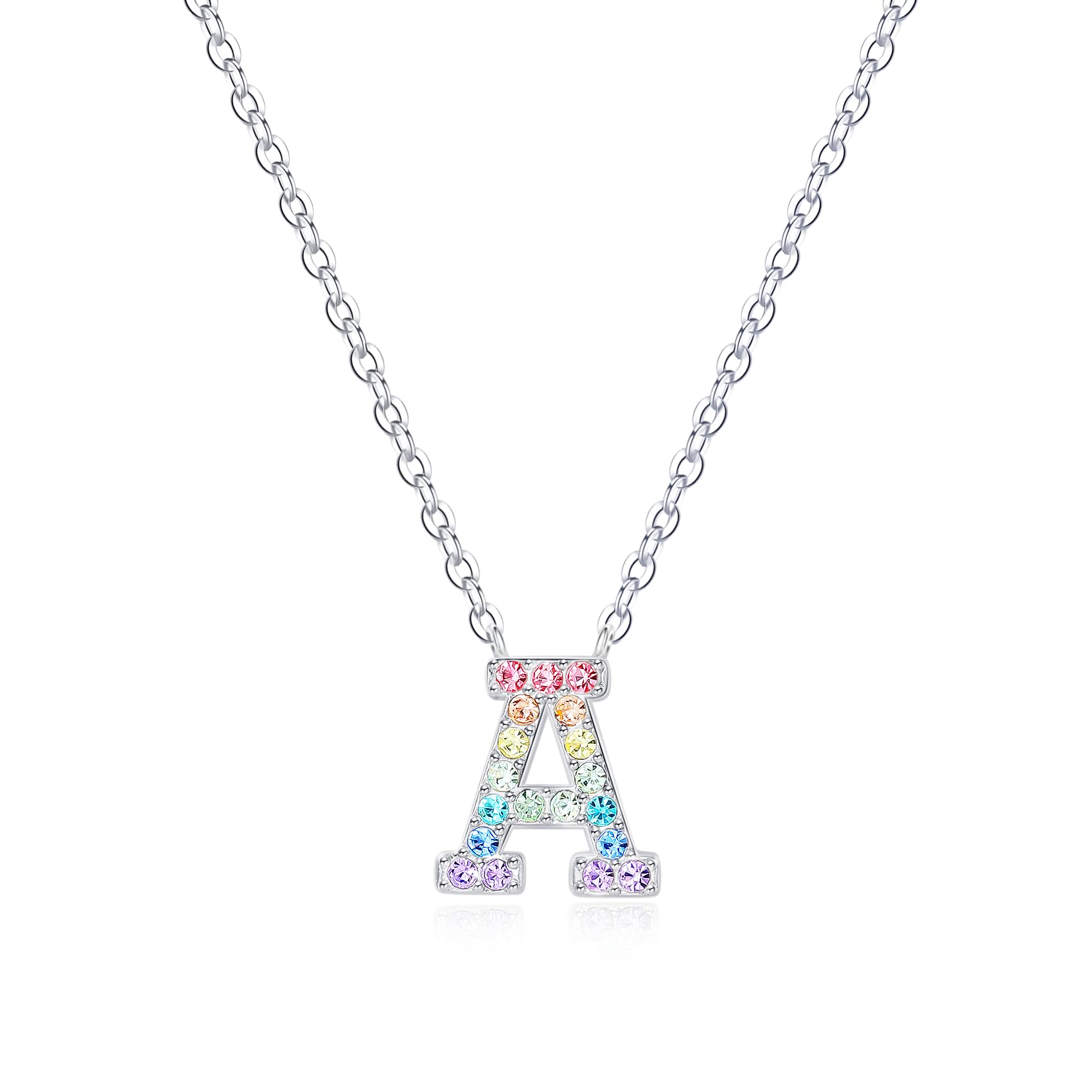 Dixbix Women Girls Initial Letter Necklaces,Initial A Birthstone Necklace Jewelry Gifts for Women (A)