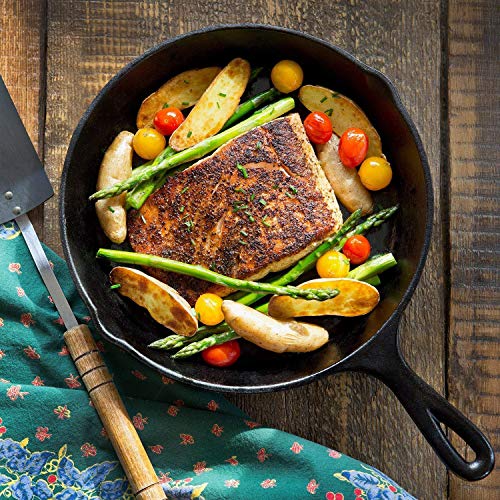 Simple Chef Cast Iron Skillet 3-Piece Set - Heavy-Duty Professional Restaurant Chef Quality Pre-Seasoned Pan Cookware Set - 10", 8", 6" Pans - For Frying, Saute, Cooking, Pizza & More,Black