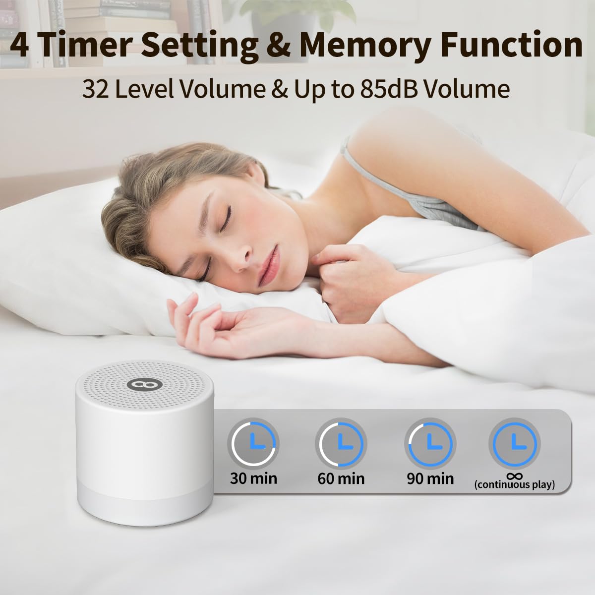 Sound Machine Mini White Noise Machine with 30 Soothing Sounds for Newborn Baby Kids Adults Portable Rechargeable Sleep Brown Noise Machine 4 Timers Memory Function for Travel Camping Home Office