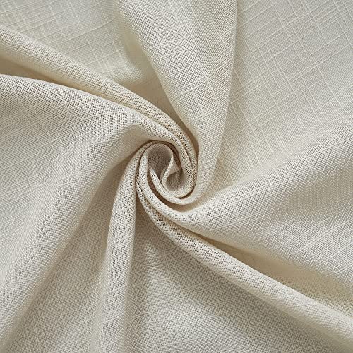 VOILYBIRD Linen Semi Sheer Curtains Tab Top Light Filtering Elegant Curtains & Drapes for Living Room 52 x 63 Inch Length, Set of 2 Panels, Beige
