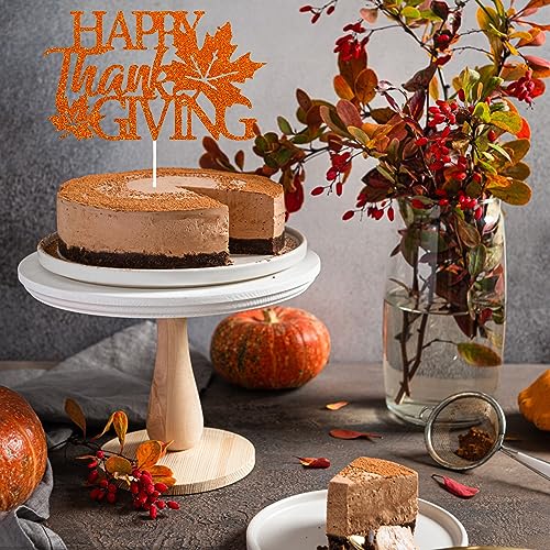 Fall Thanksgiving Day Cake Topper Happy Thanksgiving Day Cake Topper Fall Maple Leaf Cake topper Orange Cake Decorative Party Cake Decoration for Thanksgiving Day