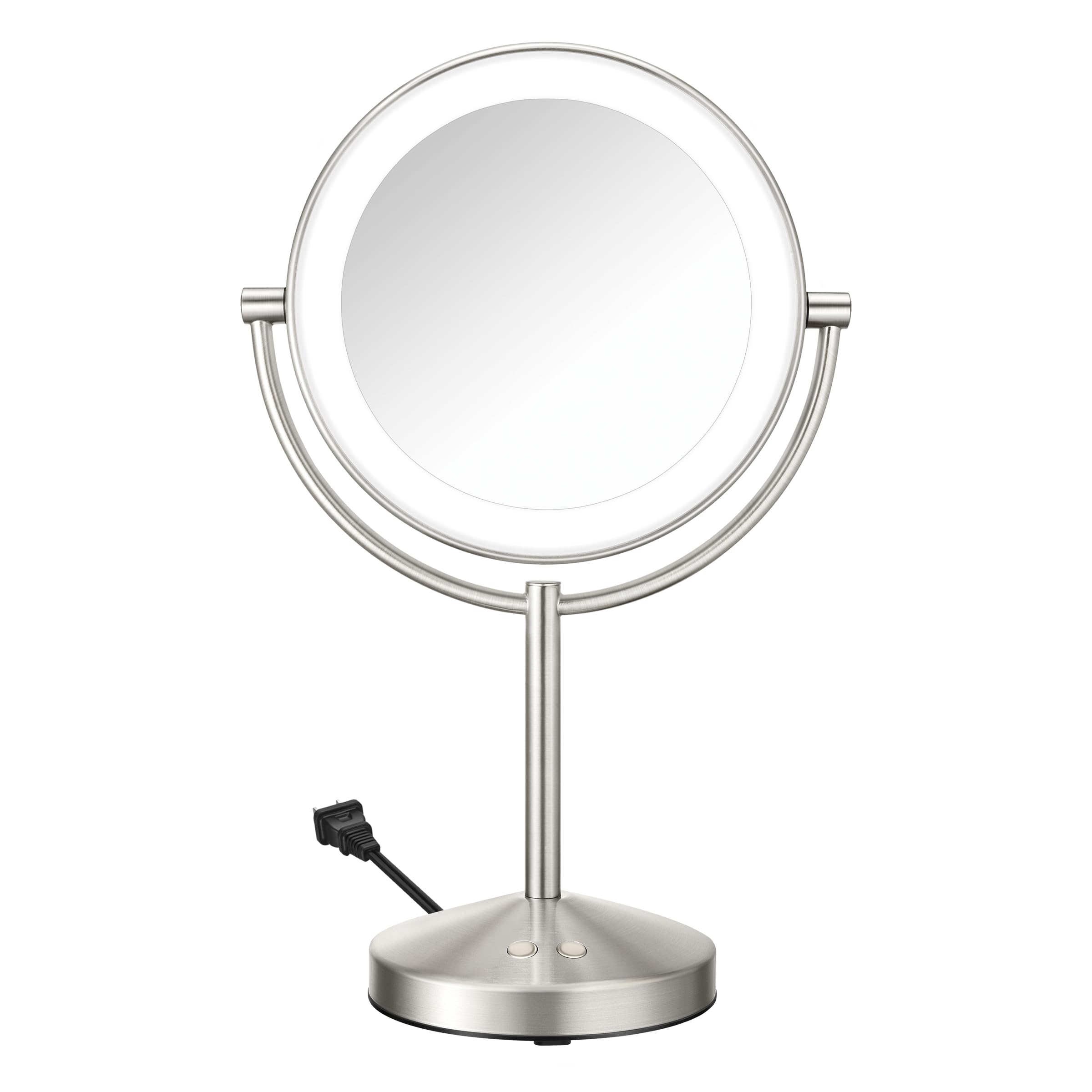 Conair Lighted Makeup Mirror, LED Vanity Mirror, 1X/10x Magnifying Mirror, Corded in Satin Nickel Finish