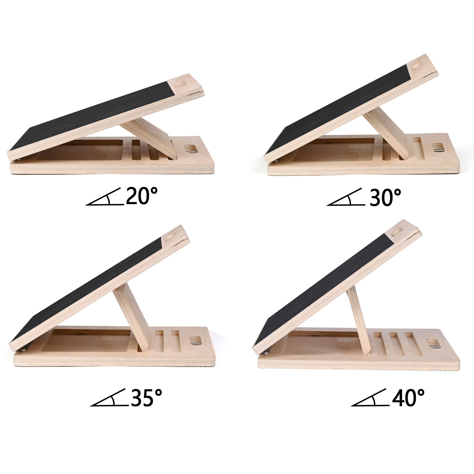 Professional Wooden Slant Board, Adjustable Incline Board and Calf Stretcher, Stretch Board,Multifunctional Yoga Pilates Bar Kit with Adjustment Buckle and Resistance Bands,Home Gym Resistance Bar Kit