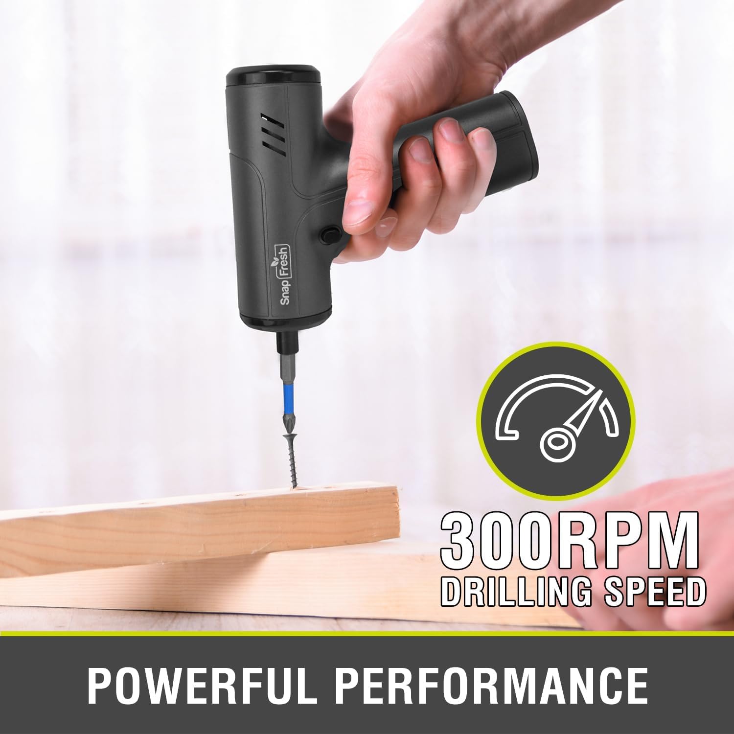 SnapFresh Electric Cordless Screwdriver Set,4V Rechargeable Screw Gun with 10 Drill Bits,4 Speeds,5N.m torque for DIY Enthusiasts,USB Charging Cable