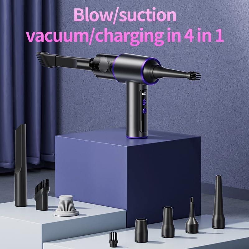 PHIXBEAR Upgrade 4in1 Greenlight Dust Detection Technology Cordless Car Vacuum Cleaner, High Power 15000PA Handheld Vacuum Portable with LED Display, Multi-Nozzles for Car, Home,Office,Camping