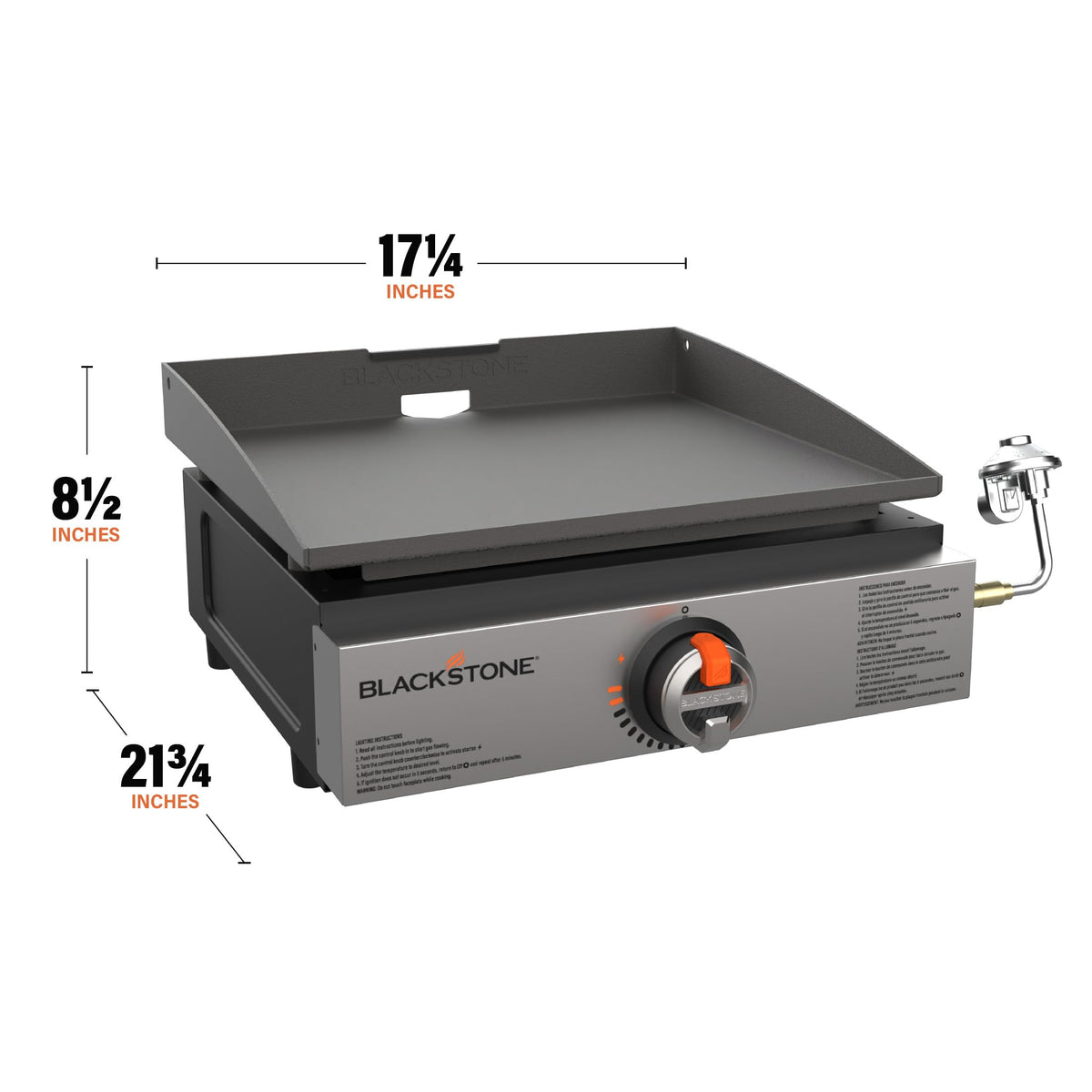Blackstone 1971 Original 17” Tabletop Griddle with Stainless Steel Front Plate, Powder Coated Steel, Black